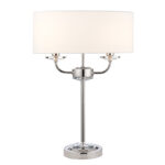 Nixon 2 Lights Vintage White Fabric Table Lamp In Bright Nickel