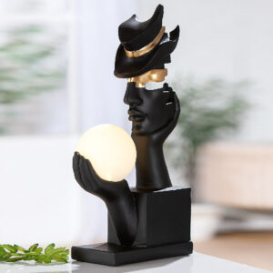 Carnation Silence Art Synthetic Resin Table Lamp in Black and Gold
